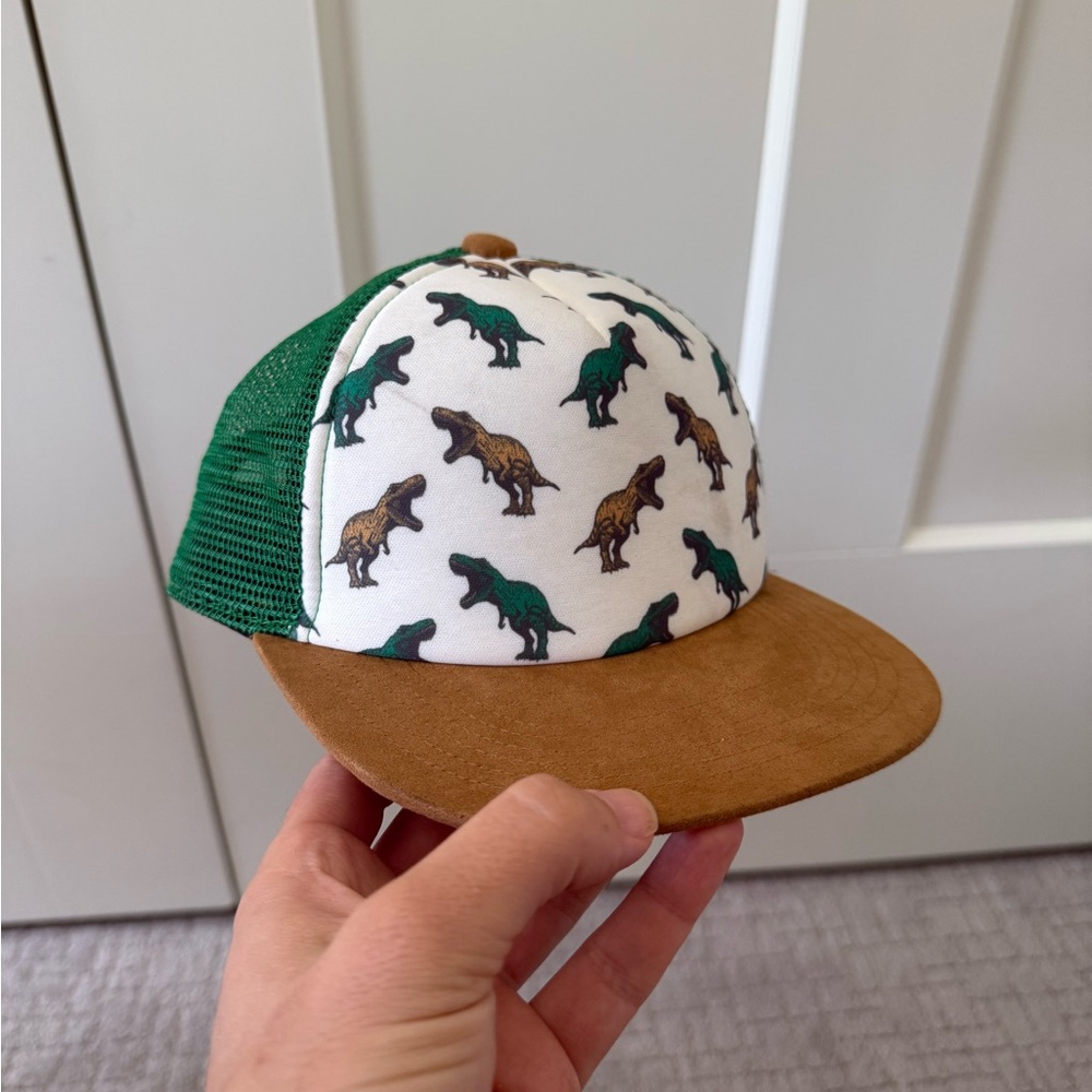 Kids Dinosaur Print Green & Brown Trucker Hat